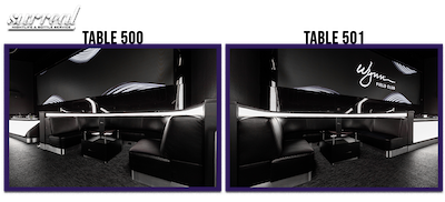 Back Wall Tables: 500, 501 (10 people each)