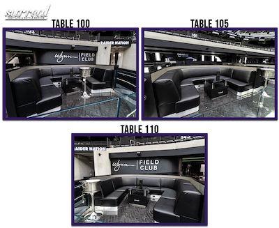 Premium Front Row Tables 100, 105, 110 (12 people each) 