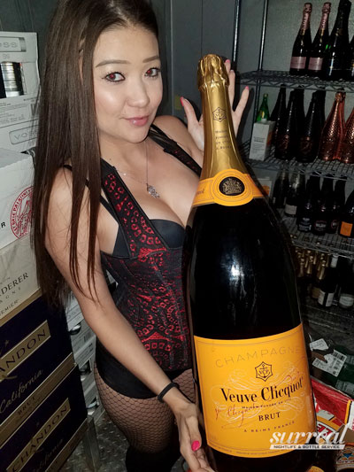 large format champagne girl